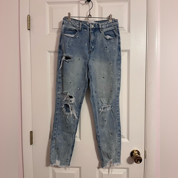 Tinseltown Floral Print Ripped Jeans, women's size 6 - Picture 2 of 4